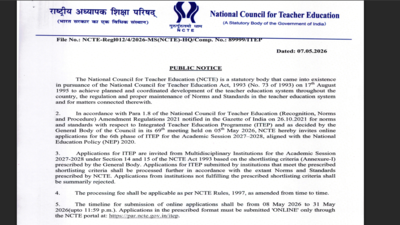 NCTE opens ITEP 2027-28 applications under NEP 2020, invites eligible institutions to apply: Check details here